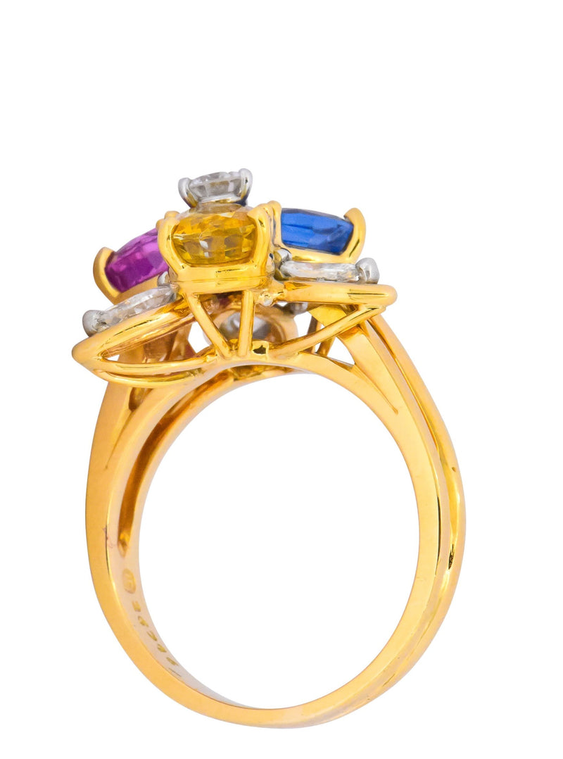 Oscar Heyman Bros. Sapphire and Diamond Double Flower Ring